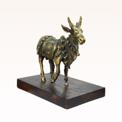 Standing Postures of Nandi with Wooden Base