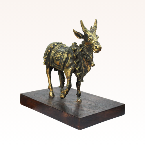 Standing Postures of Nandi with Wooden Base