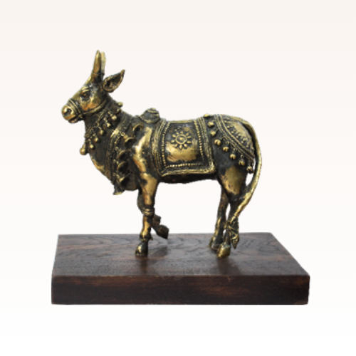 Standing Postures of Nandi with Wooden Base - Image 2