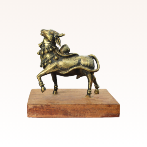 Standing Postures of Nandi with Wooden Base - Image 3