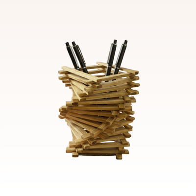Spiral Bamboo Pen Holder