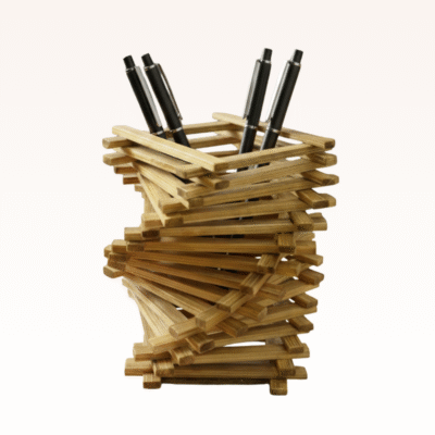 Spiral Bamboo Pen Holder